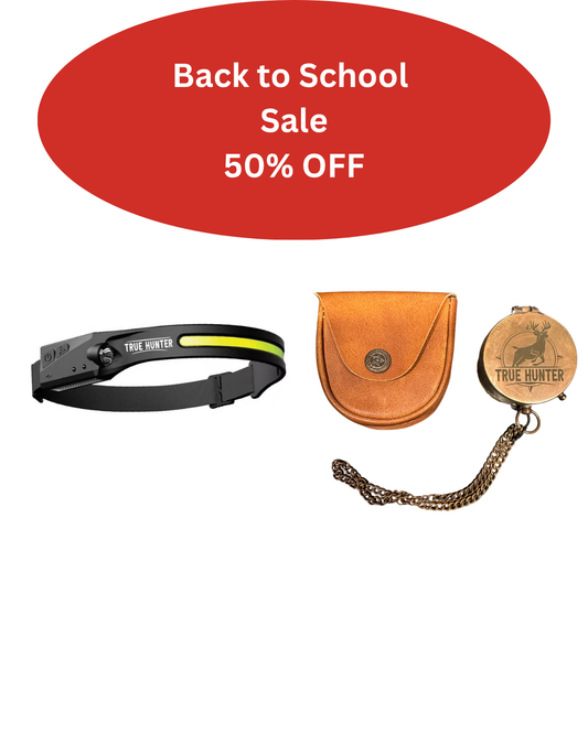 Brass Compass and LED Headlamp Bundle