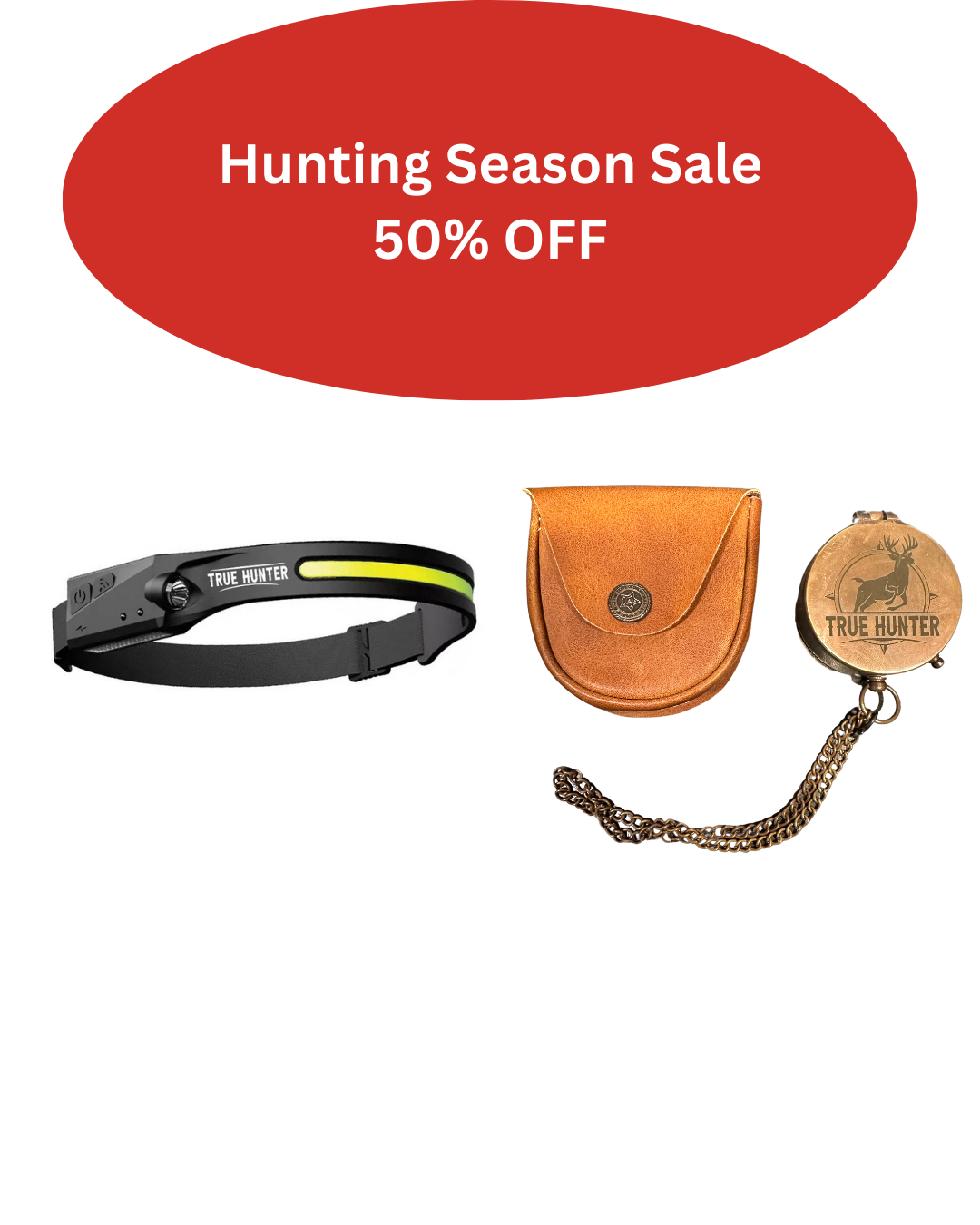 Brass Compass and LED Headlamp Bundle