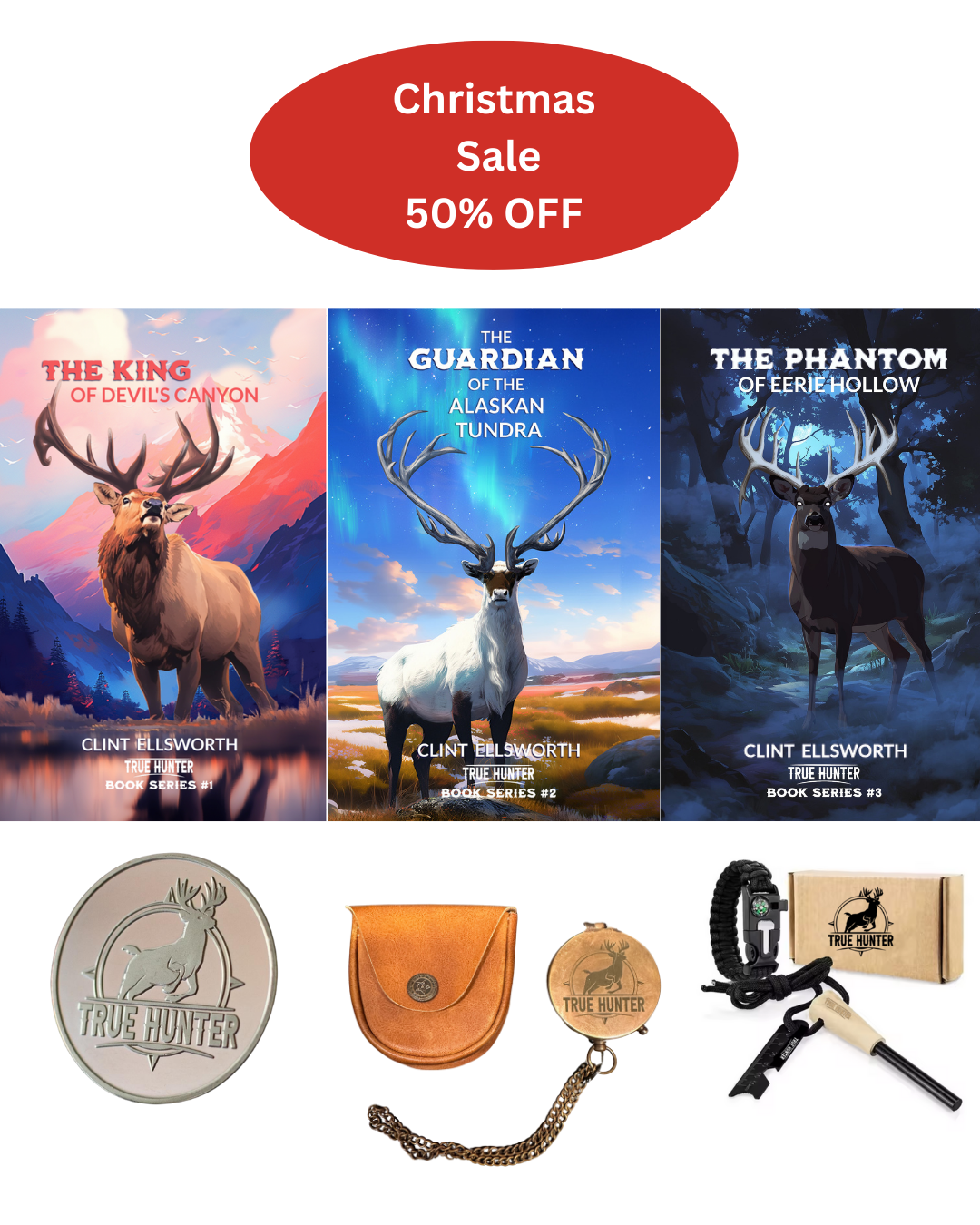 Books 1, 2, 3 PLUS  Lucky Coin, Brass Compass, and Flint & Steel