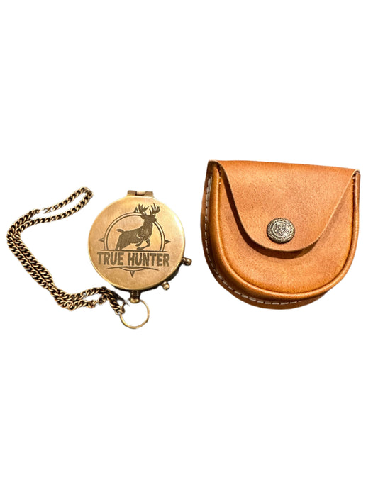 True Hunter Brass Compass and Pouch