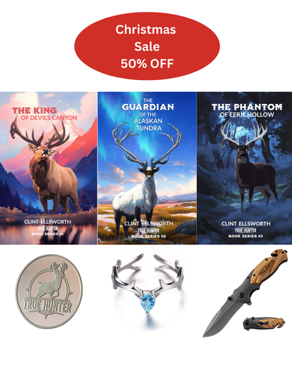 Books 1, 2, 3 PLUS  Lucky Coin, Antler Ring, and Knife