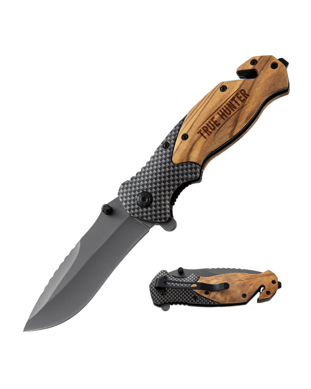 True Knives True Hunter Folding Olive Wood Pocket Knife